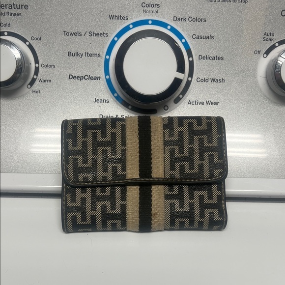 Handbags - Black and Cream Patterned Wallet